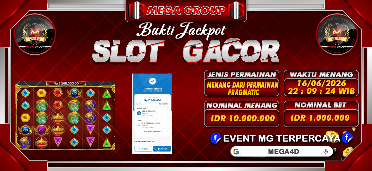 Bukti JP situs Mega4D hari Rabu, 17 Juni 2026